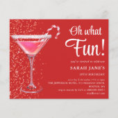 Rode Kerstmis Verjaardag Cocktail Budget Uitnodigi (Voorkant)