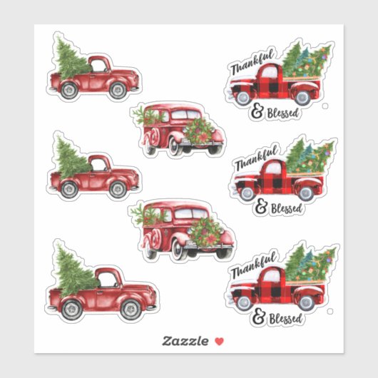 Rode Kerstmis Vrachtwagen Stickers (Vel)