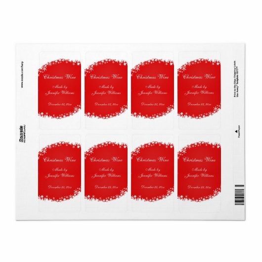 Rode Kerstmis Wijn Label (Full Sheet)