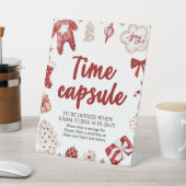 Rode Kerstmis Winter Tijd Capsule Baby shower Teke Reclamebord Met Voetstuk (Insitu)