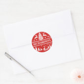 Rode Kerstmis Witte Familienaam Douane | Vakantie Ronde Sticker (Envelop)