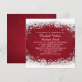 Rode Kerstmis Witte Sneeuwvlokken Bruiloft Uitnodi Kaart (Voorkant / Achterkant)