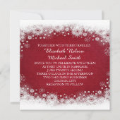 Rode Kerstmis Witte Sneeuwvlokken Bruiloft Uitnodi Kaart (Voorkant)