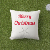 Rode Kerstmis Witte Zeester Cadeau Buitenkussen (Gras)