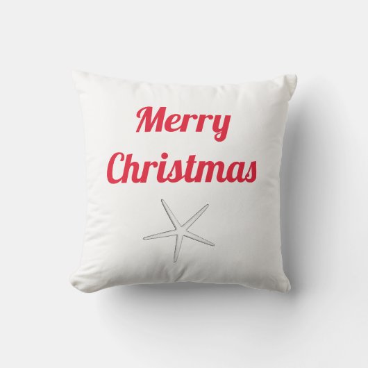 Rode Kerstmis Witte Zeester Cadeau Buitenkussen (Voorkant)