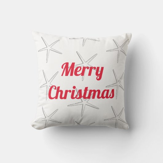 Rode Kerstmis Witte Zeester Patronen Cadeau Buitenkussen (Voorkant)
