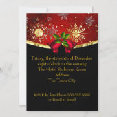 Rode Kerstmis Zakelijk Dinnerfeest met Zwarte Kled Kaart (Achterkant)