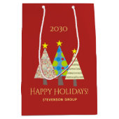 Rode Kerstmis Zakelijke Feestdagen Medium Cadeauzakje (Voorkant)