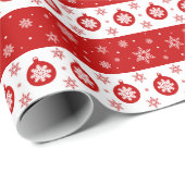 Rode Kerstmisbellen en Sneeuwvlokkenpatroon Cadeaupapier (Rol Hoek)
