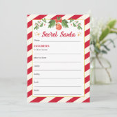 Rode Kerstmisspelen Geheime Kerstman Vragenlijst Kaart (Staand voorkant)