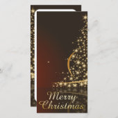Rode kerstmotief met gouden kerstboom. feestdagenkaart (Voorkant / Achterkant)