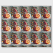 Rode kerstmuts cadeaupapier (Vlak)