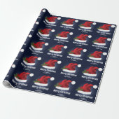 Rode Kerstmuts op Blauw met Aangepaste Tekst Cadeaupapier (Uitgerold)