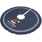 Rode Kerstmuts op Blauw met Aangepaste Tekst Kerstboom Rok (Gekanteld)