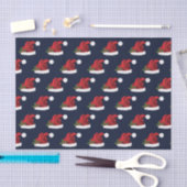 Rode Kerstmuts op Blauwe Patroon Tissuepapier (Craft)