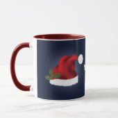Rode Kerstmuts van Sinterklaas op Blauwe Achtergro Mok (Links)