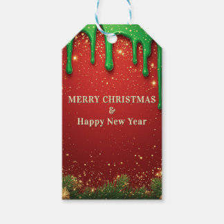 Rode Kerstmutsrand van de Kerstman Cadeaulabel