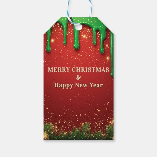 Rode Kerstmutsrand van de Kerstman Cadeaulabel (Voorkant)