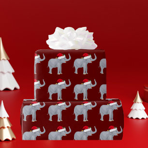 Rode kerstolifant cadeaupapier