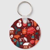 Rode Kerstornament – Festive Kerstontwerp Sleutelhanger (Voorkant)