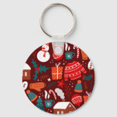 Rode Kerstornament – Festive Kerstontwerp Sleutelhanger (Achterkant)