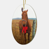 Rode kerstpaard keramisch ornament (Links)