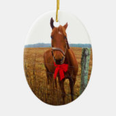 Rode kerstpaard keramisch ornament (Voorkant)