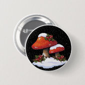 Rode kerstpaddenstoelen, sneeuw, heilig, kunst ronde button 5,7 cm (Voorkant /achterkant)