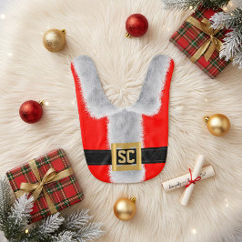 Rode Kerstpak Kerstvakantie Monogram Baby Bib Slabbetje