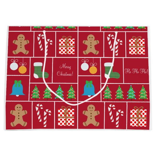 Rode kerstpatronen Grote cadeautas (Voorkant)