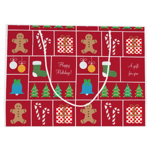 Rode kerstpatronen Grote cadeautas (Achterkant)