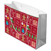 Rode kerstpatronen Grote cadeautas (Achterkant Gekanteld)