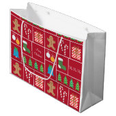 Rode kerstpatronen Grote cadeautas (Voorkant Gekanteld)