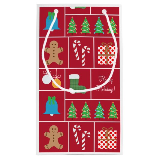 Rode kerstpatronen kleine cadeautas (Achterkant)