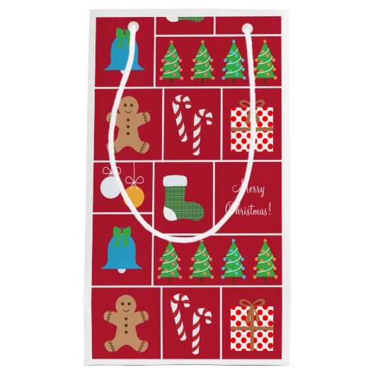 Rode kerstpatronen kleine cadeautas (Voorkant)