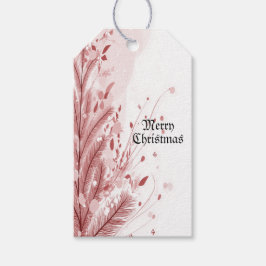 Rode Kerstpijnboom Sneeuw Decoratie Mooi Cadeaulabel