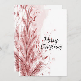 Rode Kerstpijnboom Sneeuw Decoratie Mooi Feestdagenkaart