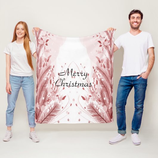 Rode Kerstpijnboom Sneeuw Decoratie Mooi Fleece Deken (In situ)