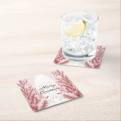 Rode Kerstpijnboom Sneeuw Decoratie Mooi Kartonnen Onderzetters (Insitu)