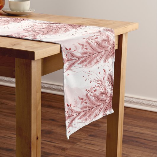 Rode Kerstpijnboom Sneeuw Decoratie Mooi Korte Tafelloper (Voorbeeld)