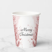 Rode Kerstpijnboom Sneeuw Decoratie Mooi Papieren Bekers (Achterkant)