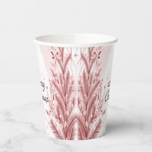 Rode Kerstpijnboom Sneeuw Decoratie Mooi Papieren Bekers (Links)