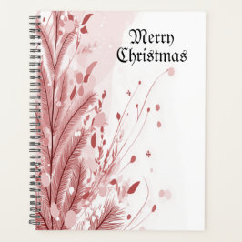 Rode Kerstpijnboom Sneeuw Decoratie Mooi Planner