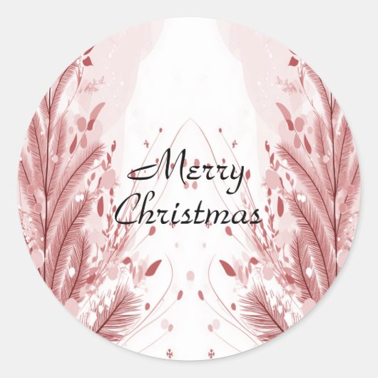 Rode Kerstpijnboom Sneeuw Decoratie Mooi Ronde Sticker (Voorkant)