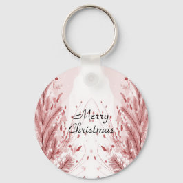 Rode Kerstpijnboom Sneeuw Decoratie Mooi Sleutelhanger