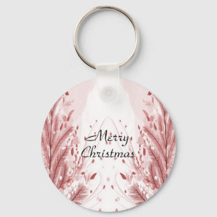 Rode Kerstpijnboom Sneeuw Decoratie Mooi Sleutelhanger