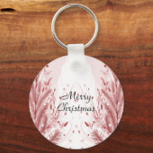 Rode Kerstpijnboom Sneeuw Decoratie Mooi Sleutelhanger (Achterkant)