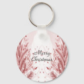 Rode Kerstpijnboom Sneeuw Decoratie Mooi Sleutelhanger (Achterkant)