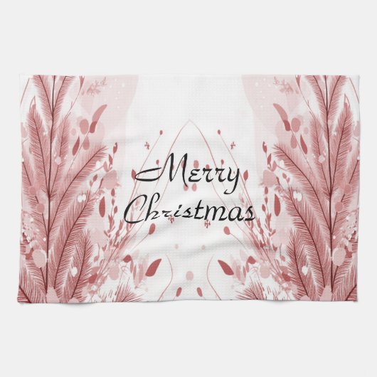 Rode Kerstpijnboom Sneeuw Decoratie Mooi Theedoek (Horizontaal)