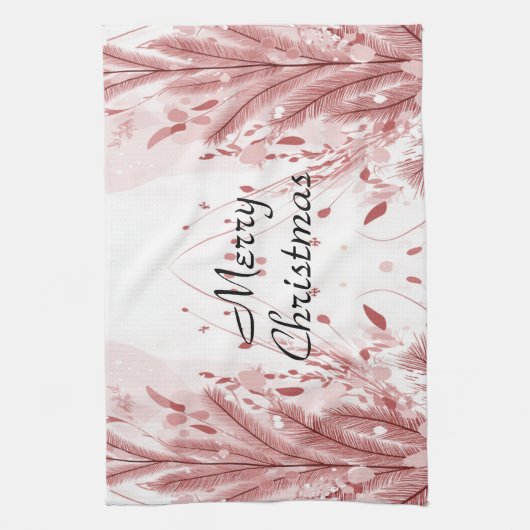 Rode Kerstpijnboom Sneeuw Decoratie Mooi Theedoek (Verticaal)